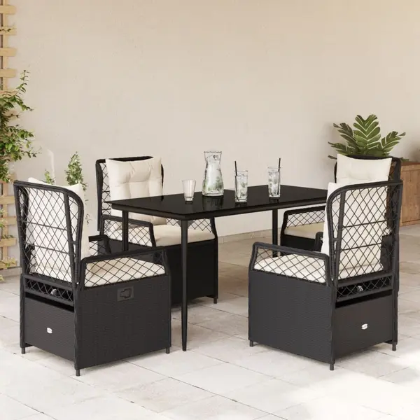 Gossi set mobilier de gradina cu perne, 5 piese, negru, poliratan
