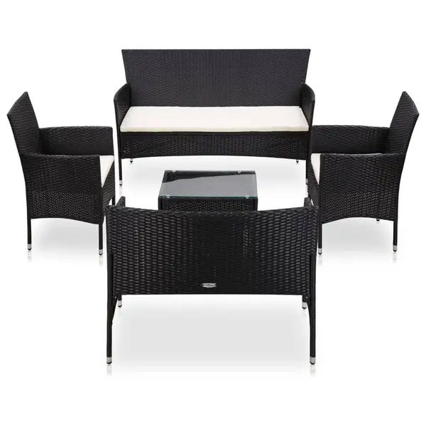 Gossi set mobilier de gradina cu perne, 5 piese, negru, poliratan