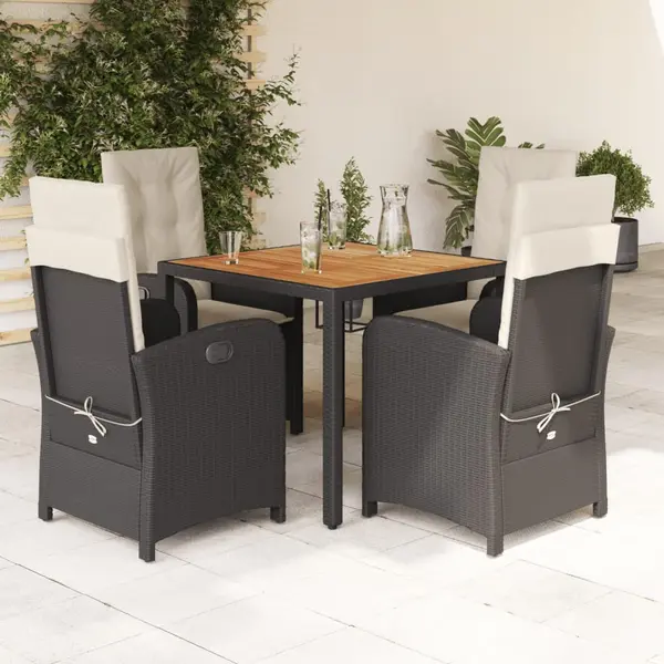 Gossi set mobilier de gradina cu perne, 5 piese, negru, poliratan