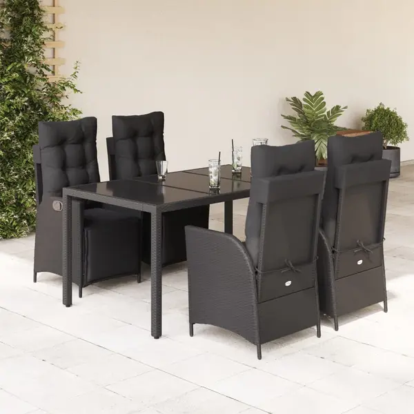 Gossi set mobilier de gradina cu perne, 5 piese, negru, poliratan