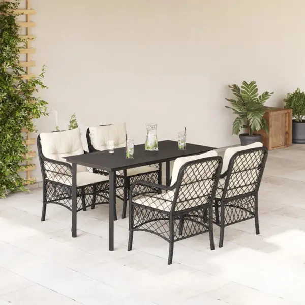 Gossi set mobilier de gradina cu perne, 5 piese, negru, poliratan