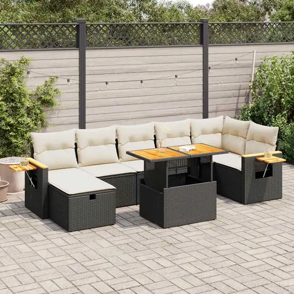Gossi set mobilier de gradina cu perne, 5 piese, negru, poliratan