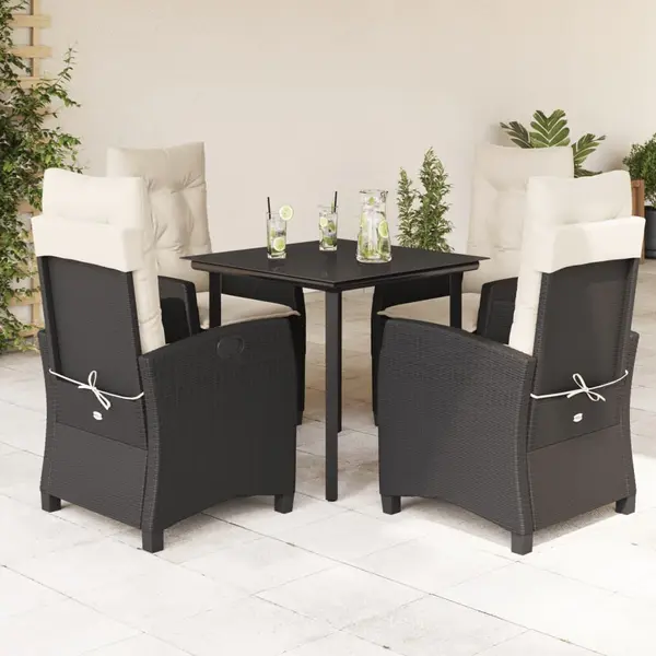 Gossi set mobilier de gradina cu perne, 5 piese, negru, poliratan