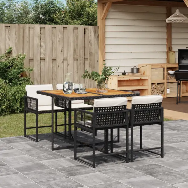 Gossi set mobilier de gradina cu perne, 5 piese, negru, poliratan