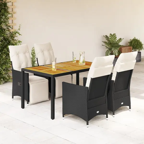 Gossi set mobilier de gradina cu perne, 5 piese, negru, poliratan