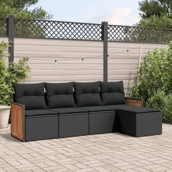 Gossi set mobilier de gradina cu perne, 5 piese, negru, poliratan