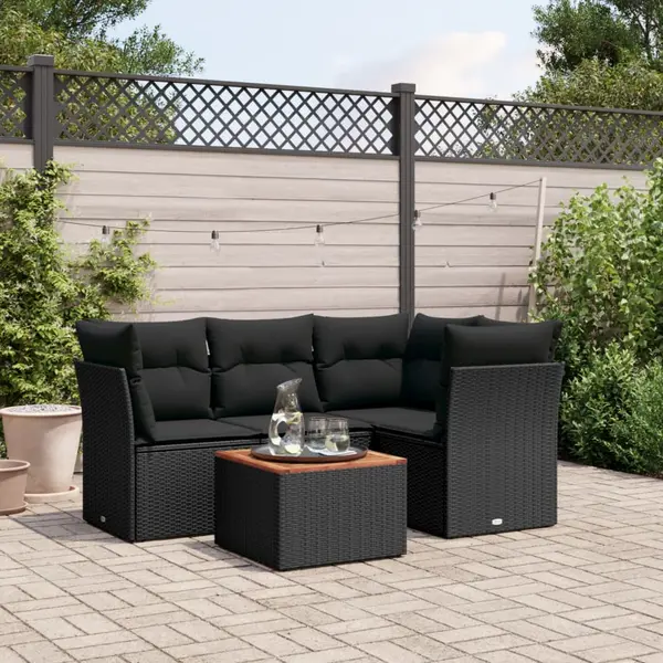 Gossi set mobilier de gradina cu perne, 5 piese, negru, poliratan
