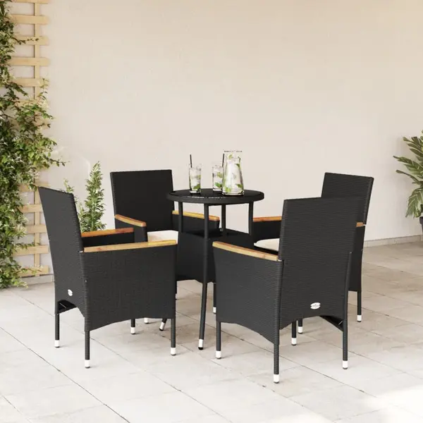 Gossi set mobilier de gradina cu perne 5 piese negru poliratan&sticla