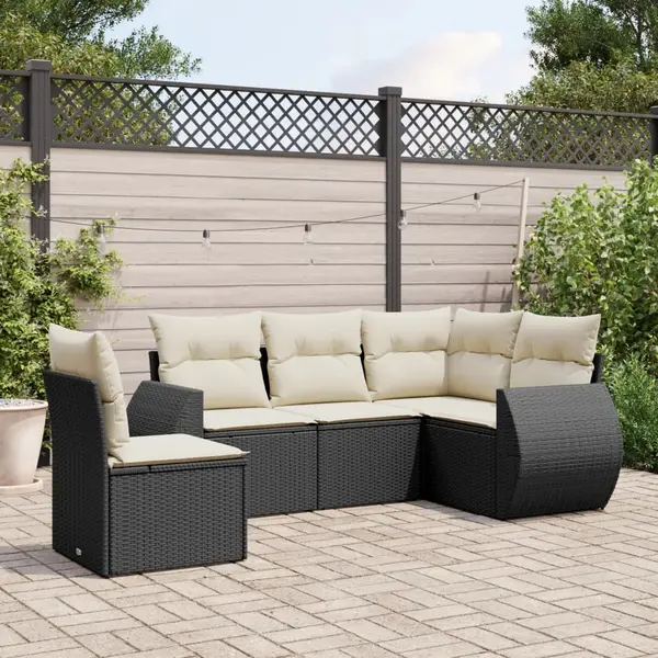 Gossi set mobilier de gradina cu perne, 5 piese, negru, poliratan