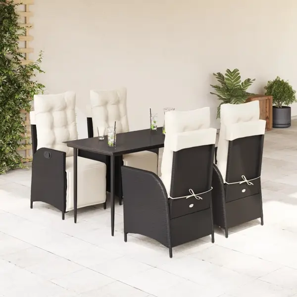 Gossi set mobilier de gradina cu perne, 5 piese, negru, poliratan