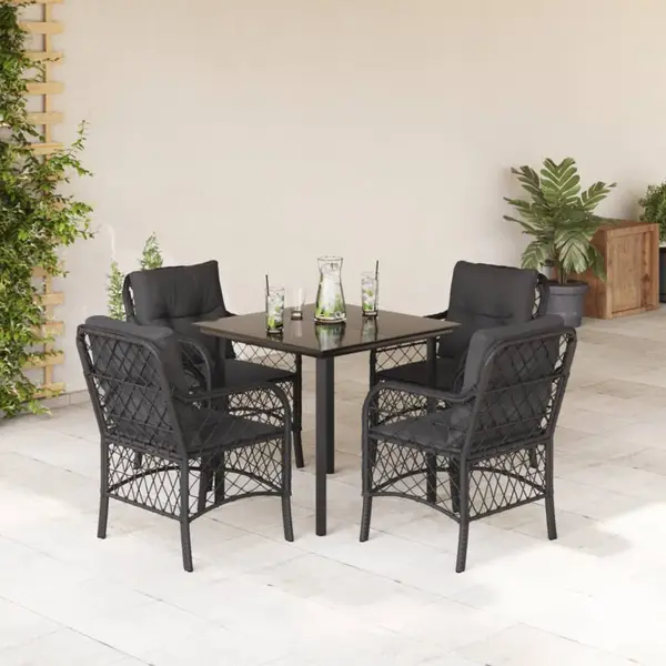 Gossi set mobilier de gradina cu perne, 5 piese, negru, poliratan
