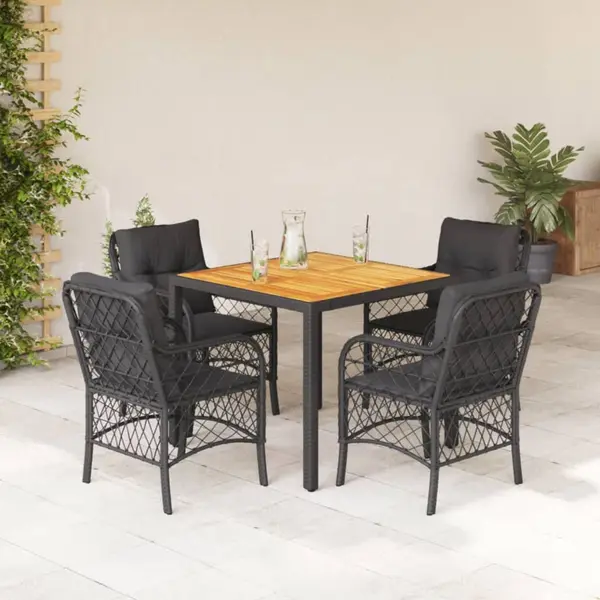 Gossi set mobilier de gradina cu perne, 5 piese, negru, poliratan