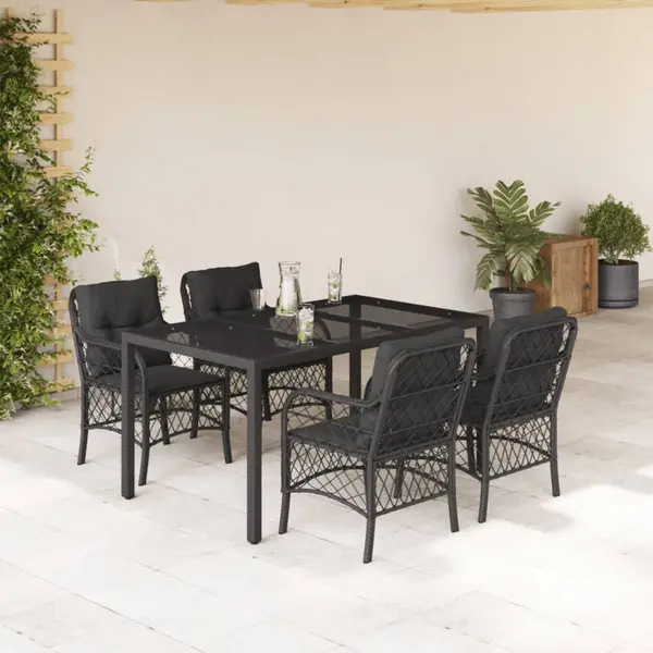 Gossi set mobilier de gradina cu perne, 5 piese, negru, poliratan