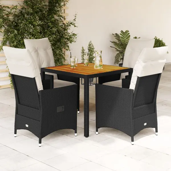 Gossi set mobilier de gradina cu perne, 5 piese, negru, poliratan