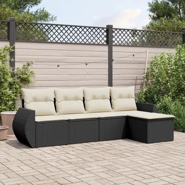 Gossi set mobilier de gradina cu perne, 5 piese, negru, poliratan