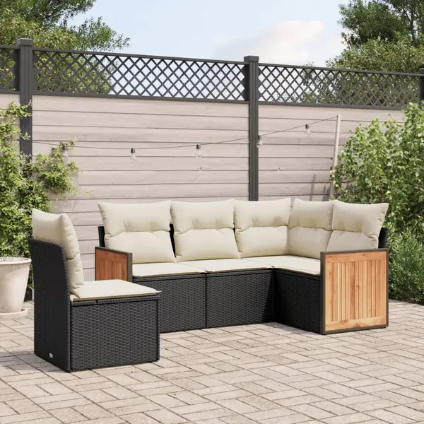 Gossi set mobilier de gradina cu perne, 5 piese, negru, poliratan