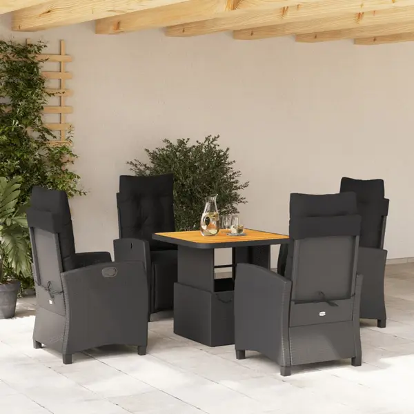 Gossi set mobilier de gradina cu perne, 5 piese, negru, poliratan