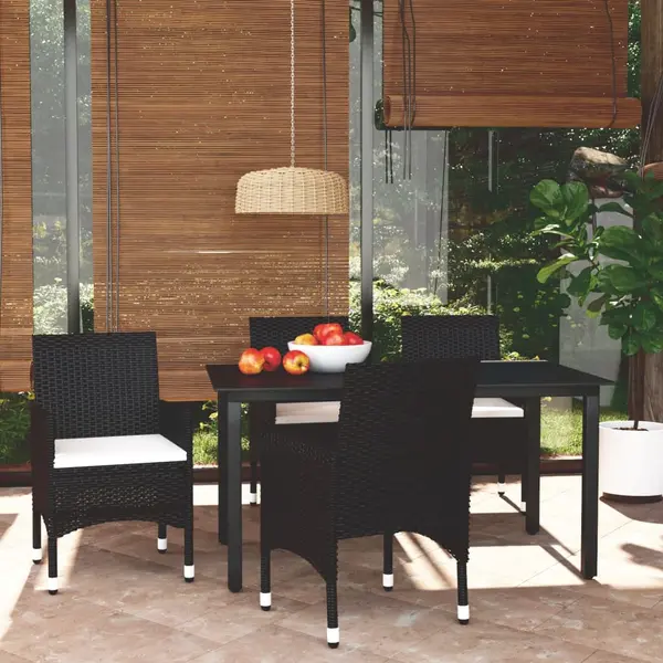 Gossi set mobilier de gradina cu perne, 5 piese, negru, poliratan