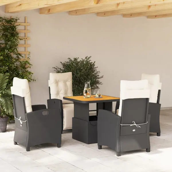 Gossi set mobilier de gradina cu perne, 5 piese, negru, poliratan