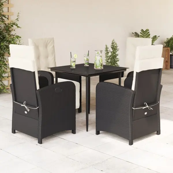 Gossi set mobilier de gradina cu perne, 5 piese, negru, poliratan