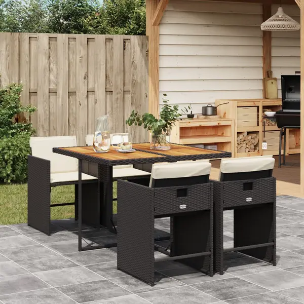 Gossi set mobilier de gradina cu perne, 5 piese, negru, poliratan