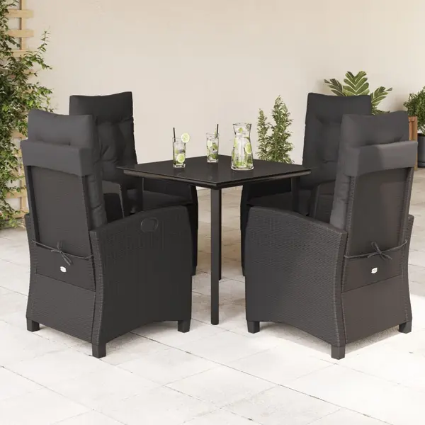 Gossi set mobilier de gradina cu perne, 5 piese, negru, poliratan