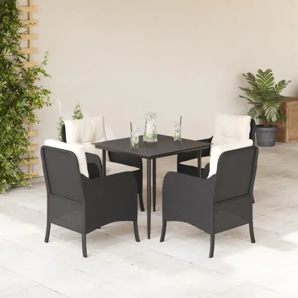 Gossi set mobilier de gradina cu perne, 5 piese, negru, poliratan