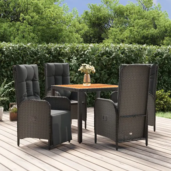 Gossi set mobilier de gradina cu perne, 5 piese, negru, poliratan
