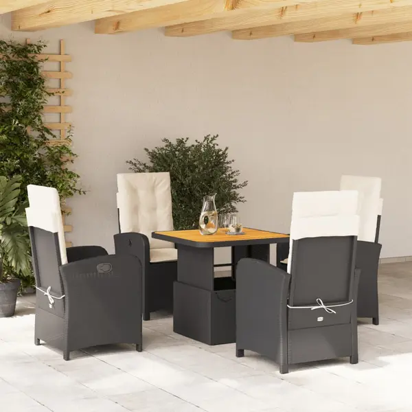 Gossi set mobilier de gradina cu perne, 5 piese, negru, poliratan