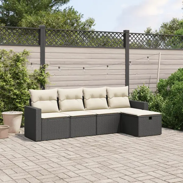 Gossi set mobilier de gradina cu perne, 5 piese, negru, poliratan