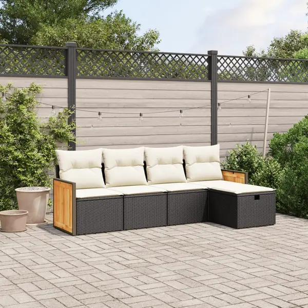 Gossi set mobilier de gradina cu perne, 5 piese, negru, poliratan