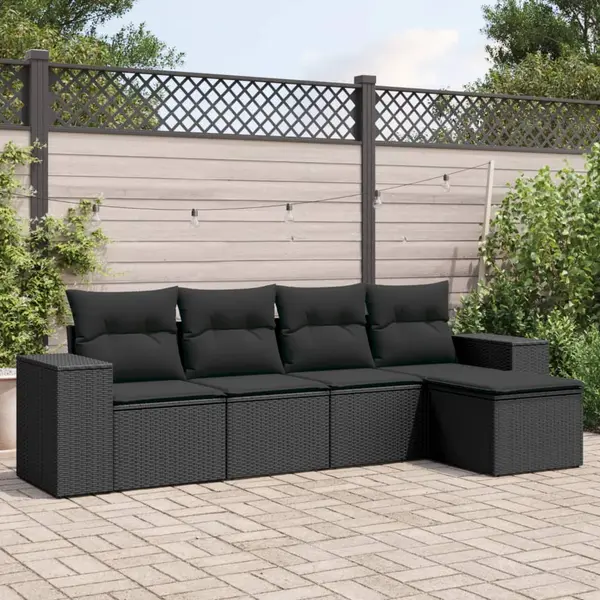 Gossi set mobilier de gradina cu perne, 5 piese, negru, poliratan