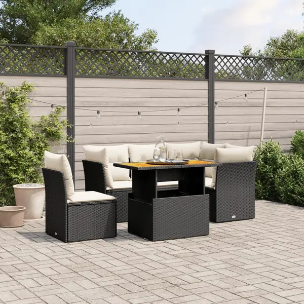 Gossi set mobilier de gradina cu perne, 5 piese, negru, poliratan