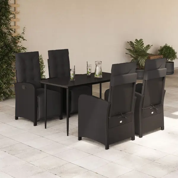 Gossi set mobilier de gradina cu perne, 5 piese, negru, poliratan