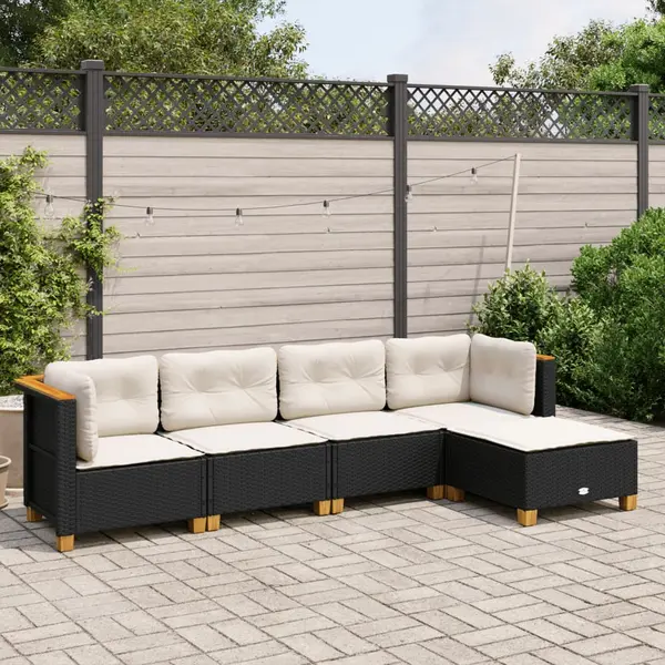 Gossi set mobilier de gradina cu perne, 5 piese, negru, poliratan