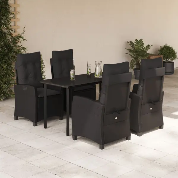 Gossi set mobilier de gradina cu perne, 5 piese, negru, poliratan