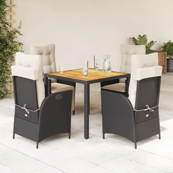 Gossi set mobilier de gradina cu perne, 5 piese, negru, poliratan