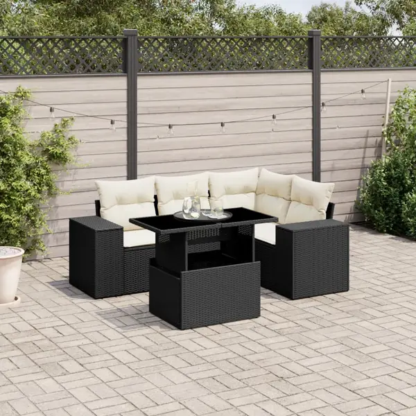 Gossi set mobilier de gradina cu perne, 5 piese, negru, poliratan