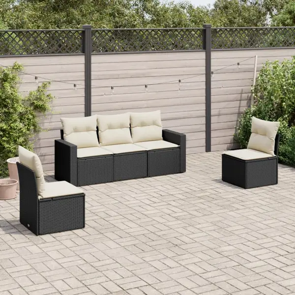 Gossi set mobilier de gradina cu perne, 5 piese, negru, poliratan