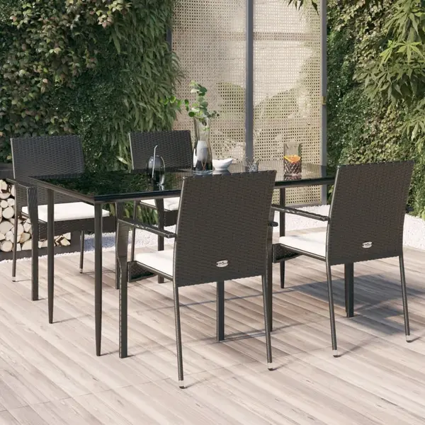 Gossi set mobilier de gradina cu perne, 5 piese, negru, poliratan