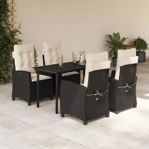 Gossi set mobilier de gradina cu perne, 5 piese, negru, poliratan