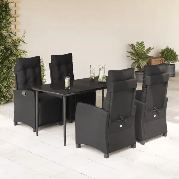 Gossi set mobilier de gradina cu perne, 5 piese, negru, poliratan