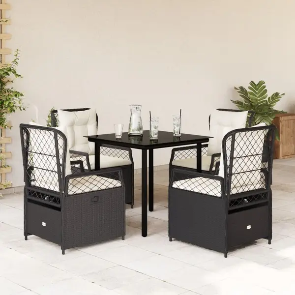 Gossi set mobilier de gradina cu perne, 5 piese, negru, poliratan