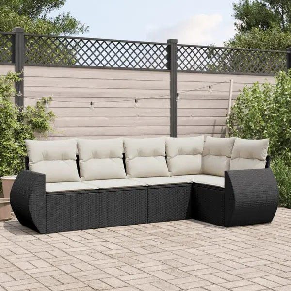 Gossi set mobilier de gradina cu perne, 5 piese, negru, poliratan