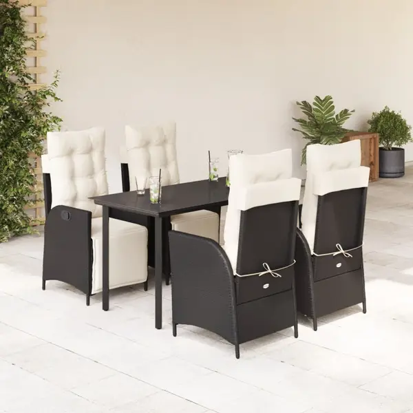 Gossi set mobilier de gradina cu perne, 5 piese, negru, poliratan