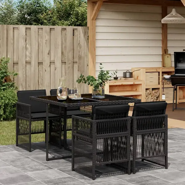 Gossi set mobilier de gradina cu perne, 5 piese, negru, poliratan