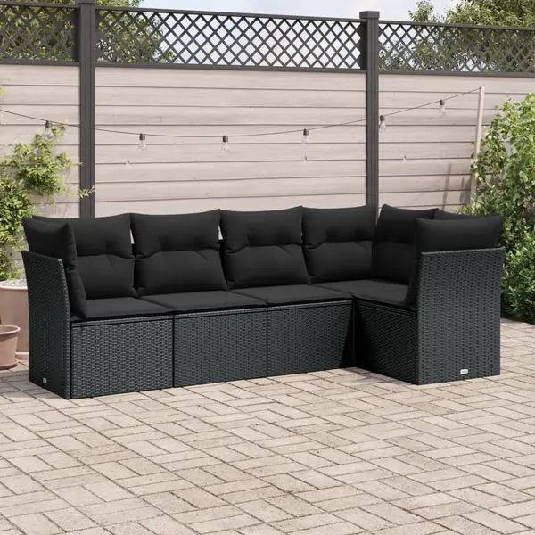 Gossi set mobilier de gradina cu perne, 5 piese, negru, poliratan