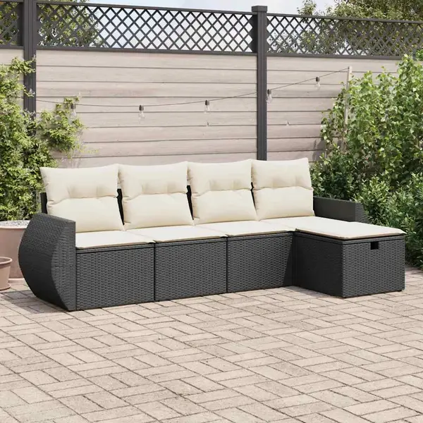 Gossi set mobilier de gradina cu perne, 5 piese, negru, poliratan