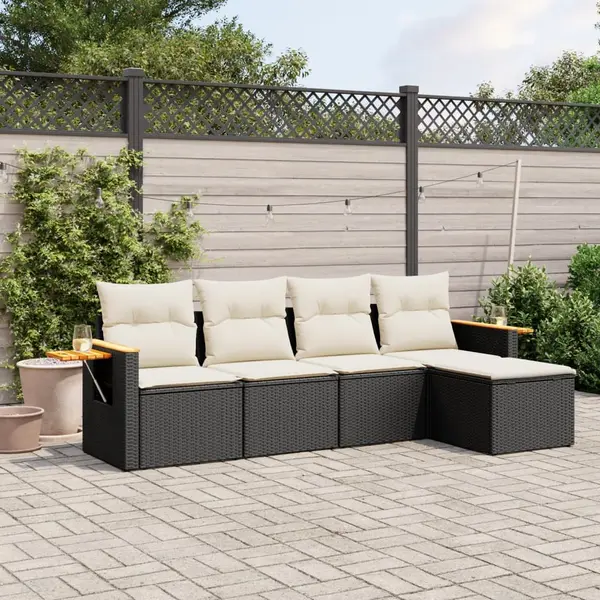 Gossi set mobilier de gradina cu perne, 5 piese, negru, poliratan