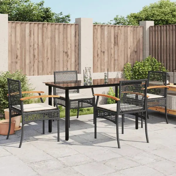 Gossi set mobilier de gradina cu perne, 5 piese, negru, poliratan